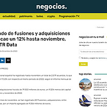 El mercado de fusiones y adquisiciones espaol cae un 12% hasta noviembre, segn TTR Data